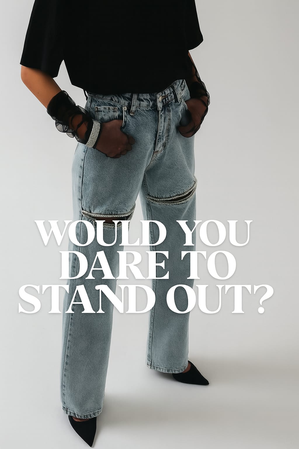 Leg Decollete stoned Jeans