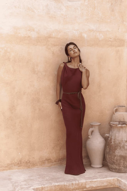 Claret Red Elegant Sheath Dress