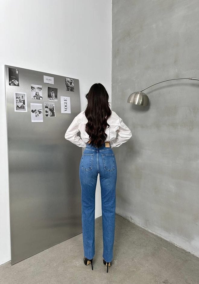High Waist Leg Detailed Blue jeans