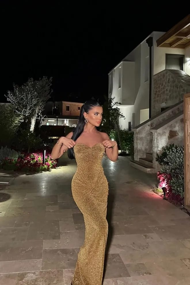 Gold Glitter Long Dress