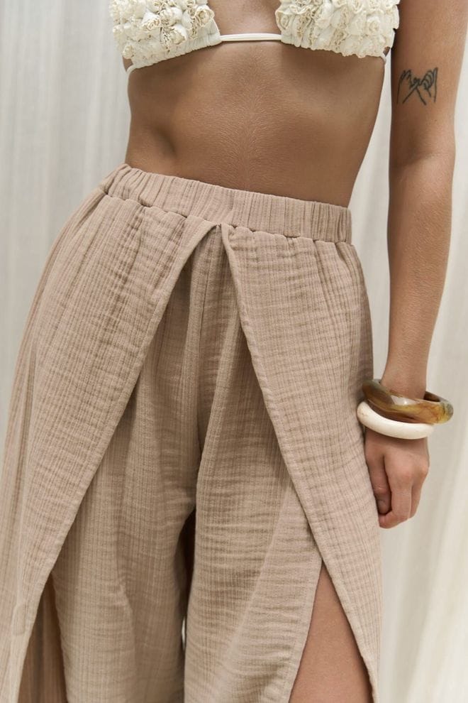 Slit Detailed Mink Pants