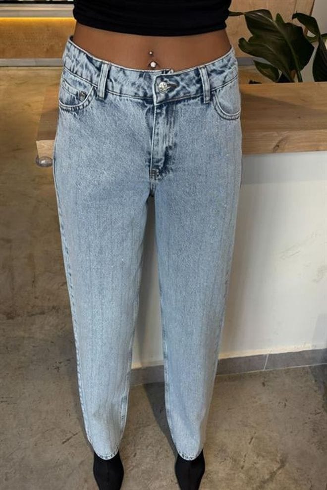 Crystal stone washed jeans