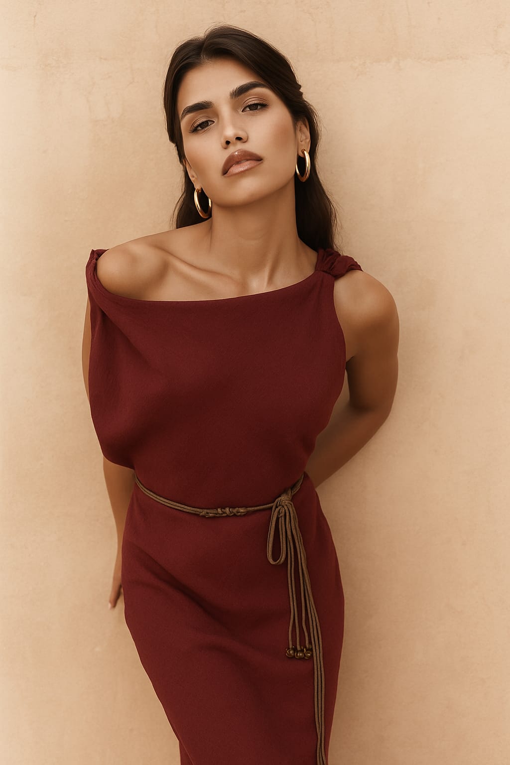 Claret Red Elegant Sheath Dress