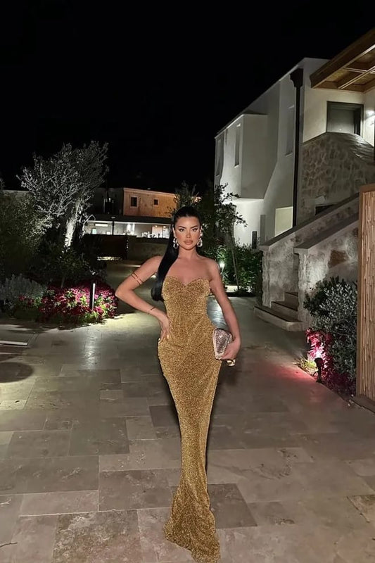 Gold Glitter Long Dress