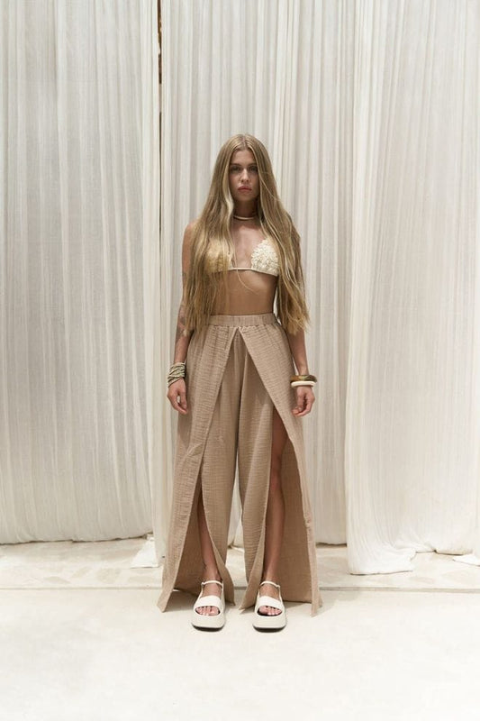 Slit Detailed Mink Pants
