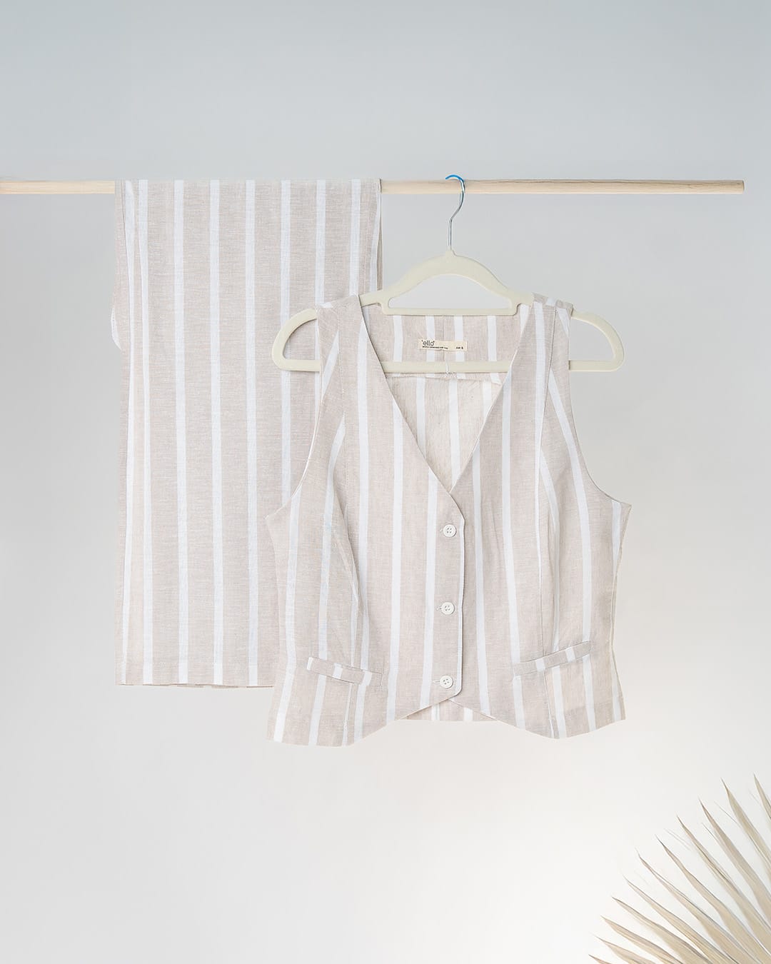 Striped linen vest and trousers set
