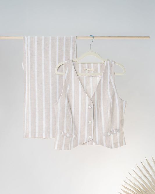 Striped linen vest and trousers set